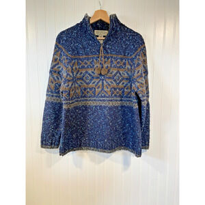 Jones New York Sport Sweater Exclusive Hand Knit Medium Wool Mohair Quarter Zip